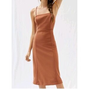 Anthropologie Brown Slim Strappy Backless Midi Dress Sz L Party Cocktails Events